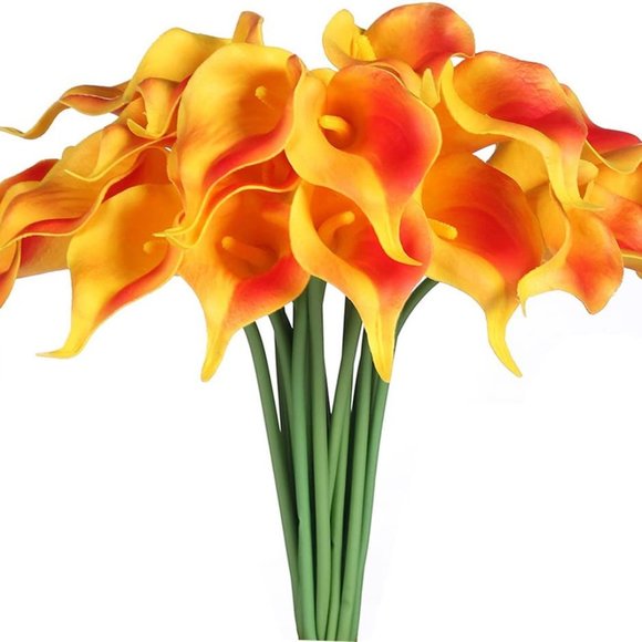 Luxe mango (fuego) calla lillies + vase - Picture 11 of 12